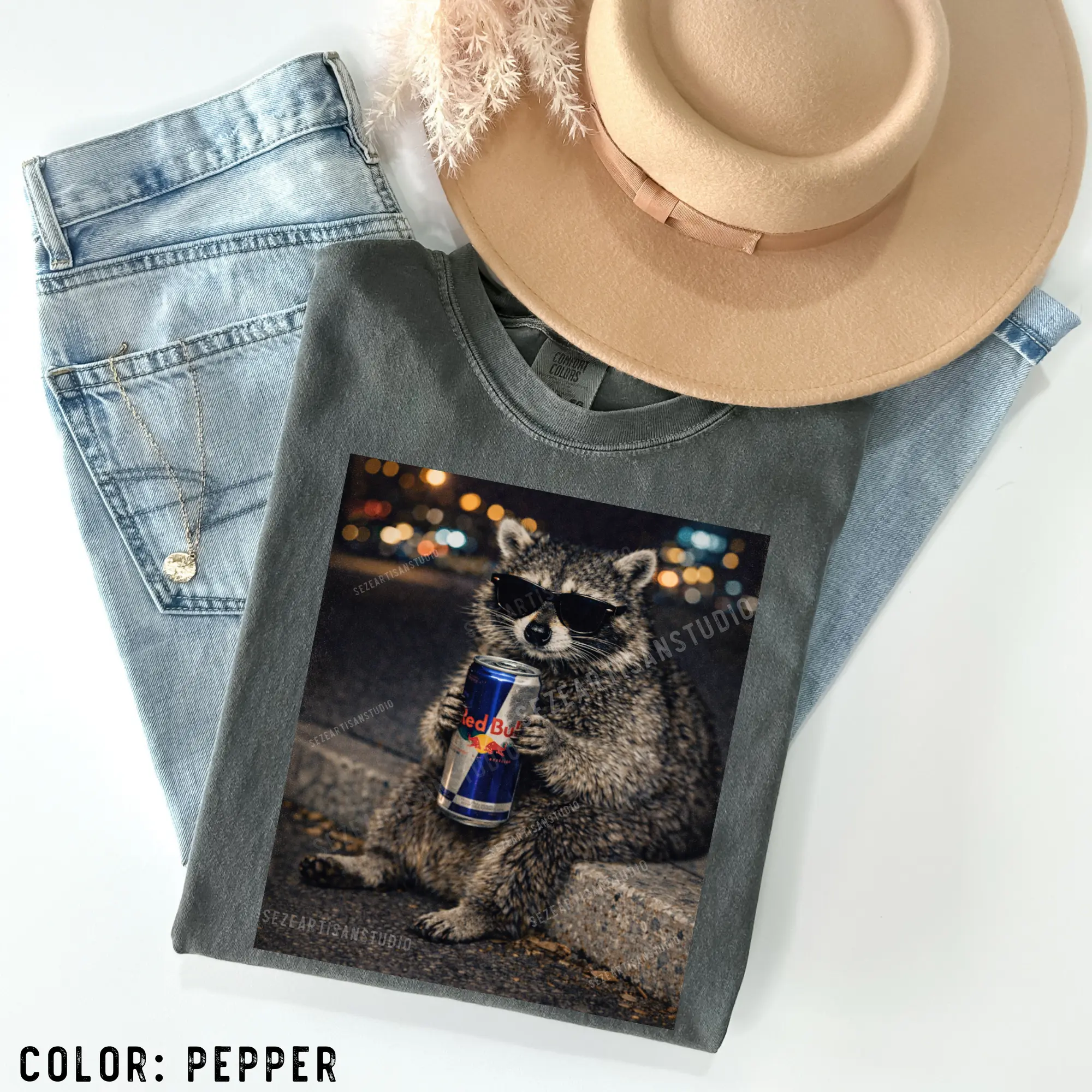 Funny Raccoon Drinking Red Bull Shirt Vintage Graphic Tees Raccoon Lover Gift