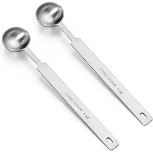 2 count 1 Teaspoon Measuring Spoon (5 mL | 5 cc | 1/3 Tablespoon) Stainless Steel Measuring Scoop Single Long Handle Metal Measure Spoons Only