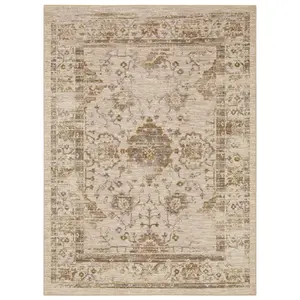 2'6"x3'9" Washable Vintage Tufted Distressed Accent Rug Tan - Threshold