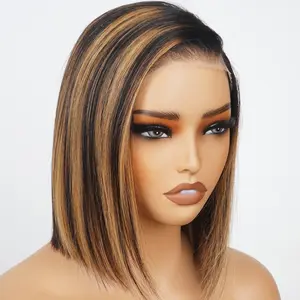 Amanda Hair Glueless Butterfly Layered Straight YaKi Haircut Lace Closure Silky Straight Wigs Silky Burmese Human Hair Wigs Throw On & Go Workout Wigs