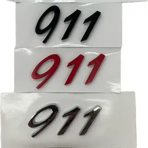 PORSCHE Carrera 911 Letter Badge Emblem Decal Self-Adhesive Black Glossy Matte Red Chrome Silver 2012-2020 for Car Accessories