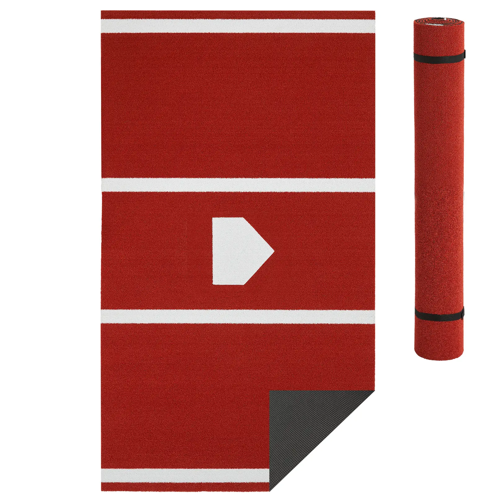 12 x 6 ft Baseball Hitting Mat, Softball Batting Mat with Home Plate & Antislip Rubber Backing, Anti Fade Portable Batters Box Turf Mats for Indoor Outdoor Training Batting Stance Practice
