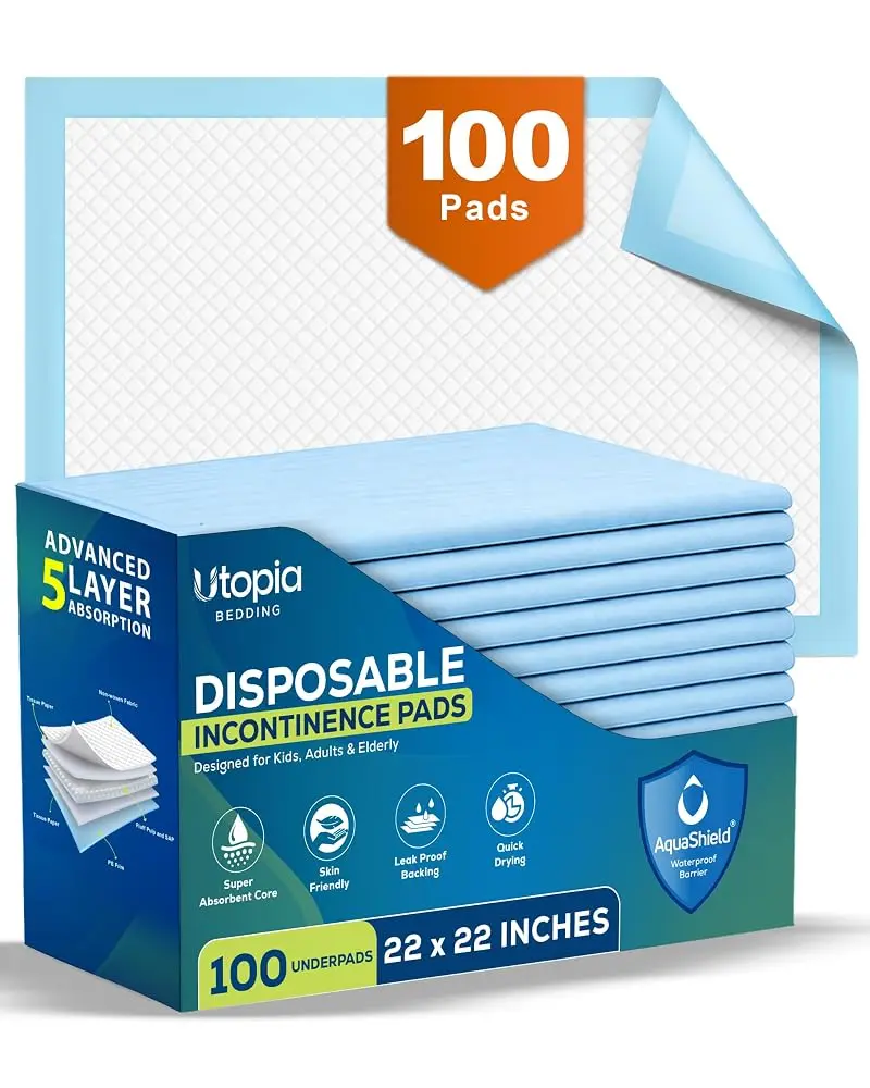 Disposable Incontinence Bed Pads, Super Absorbent Waterproof Underpads