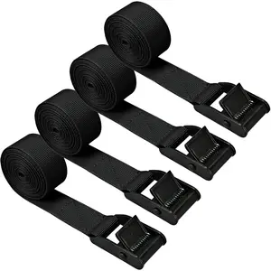 4 PC 700 lbs Capacity Heavy Duty Cam Buckle Tie Down Straps 1" x 6.5 ft, Short Lashing Straps for Motorcycle, Kayak, SUP, Cargo, Trailer, Truck, Luggage, Canoe, Bicycle, Roof Rack, Secure Straps