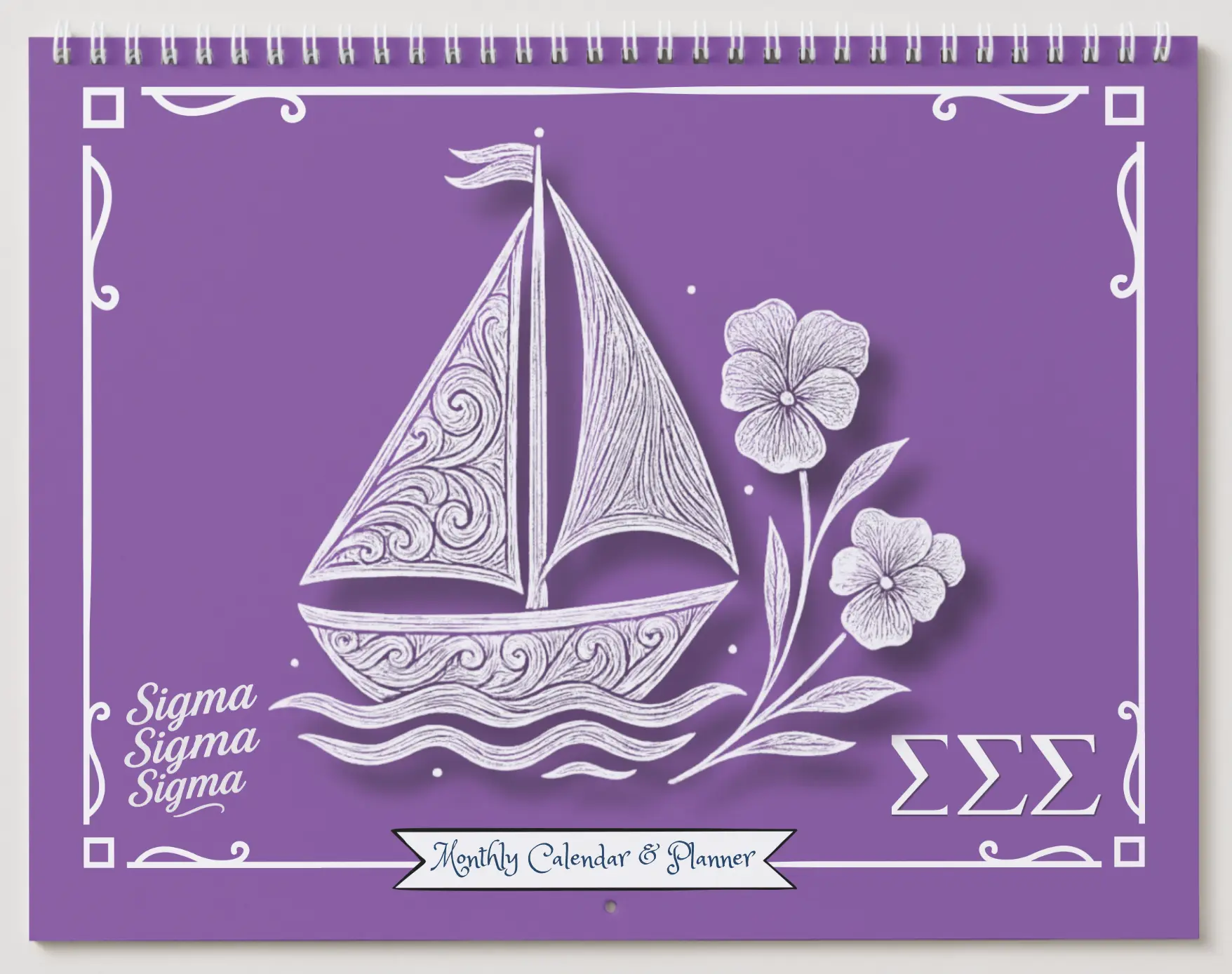 Sigma Sigma Sigma Monthly Planner — Sailboat Edition:  Colorable & Customizable
