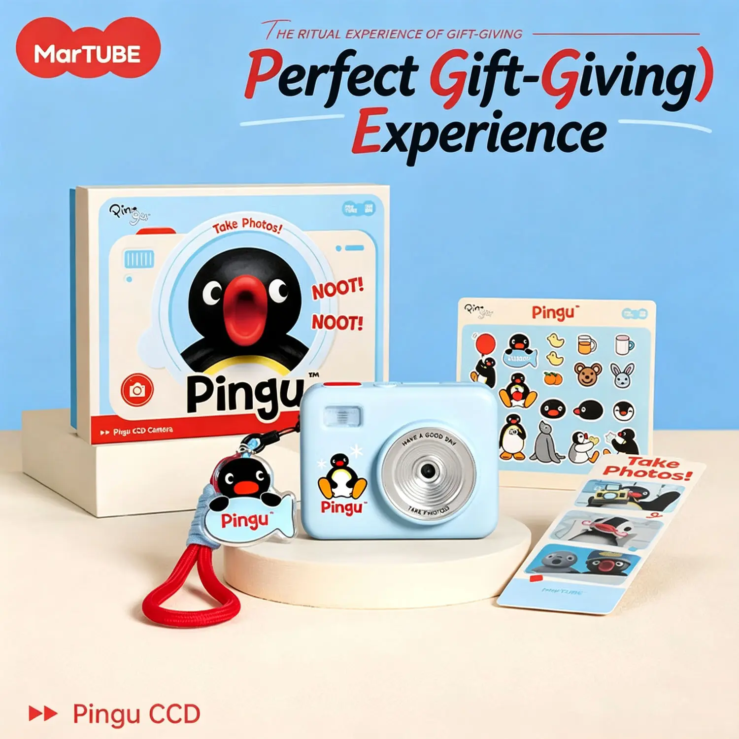 Martube Pingu CCD Flip-Top Camera Gift Box, Self Timer, Multiple Filters, Suitable For Vlogging video/Photography, Ideal Mini Gift For Teenagers & Beginners, Holiday Gifts, Christmas Gifts, Boys & Girls Gifts, Tiktokshopbacktoschool