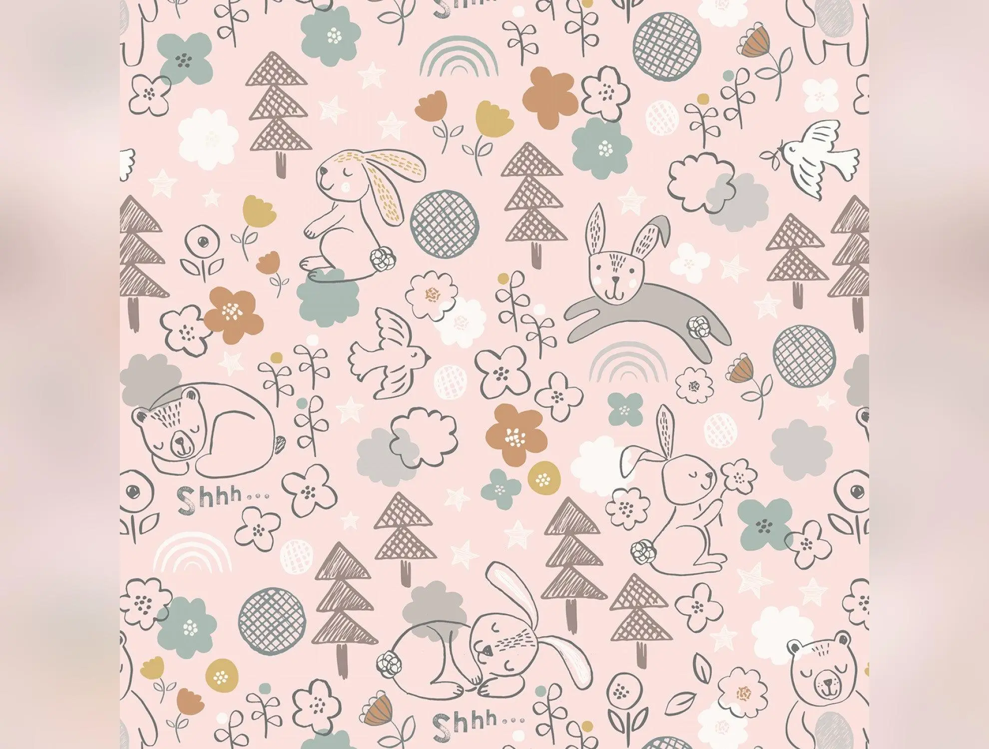 Bella Bunny & Bear | Bella & Bear on Pink by Lewis & Irene | A645.2