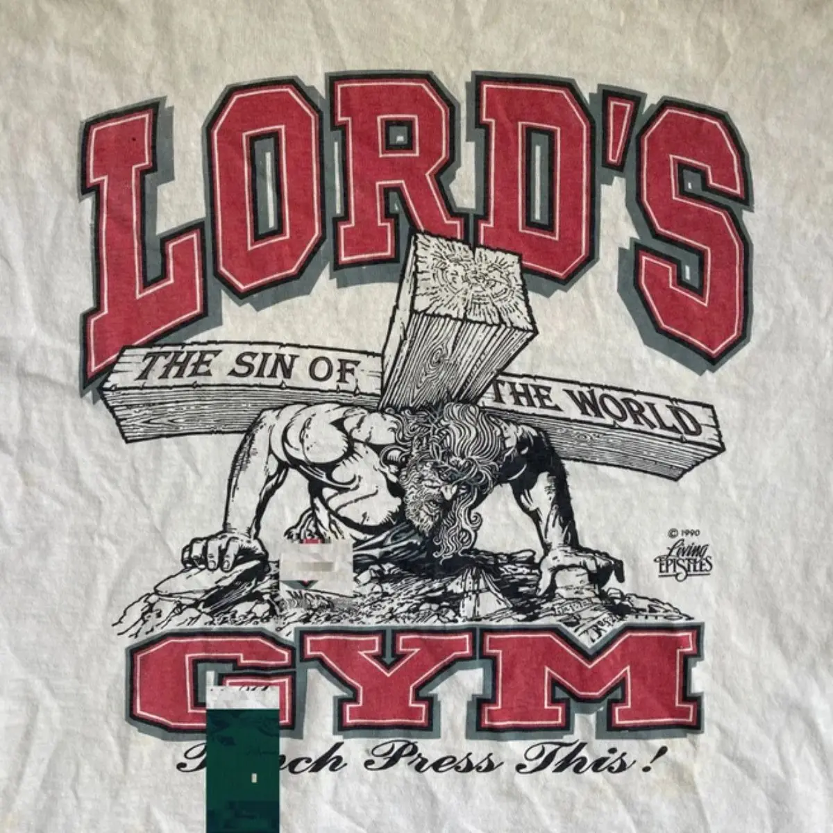 90s 激レア　LORDS GYM ローズジム ジーザス　Ｔシャツ ローズジム-ロードズ・ザ・シン・オブ・ワールド・ジーザス Tシャツ