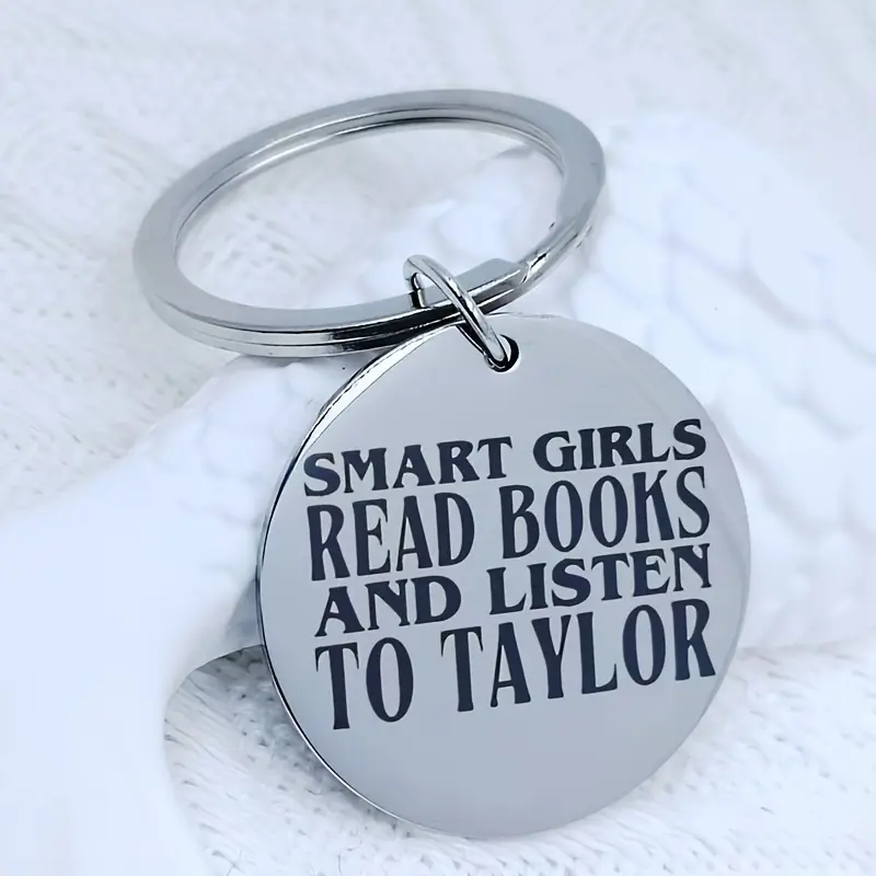 [Stainless Steel Keychain] 1/20pcs Round "Smart Read Books and Listen to Taylor" Engraved Quote | Ideal Gift for TS-Loving, Book-Reading Fans - Perfect for Birthdays & New Year Suitable for men and women Trendy Cute Aesthetic Keychain
