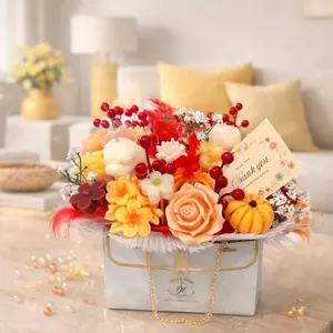 Cozy Floral Scented Candle with Adorable Puppy Accent – Soft Light, Lovely Fragrance & Home Decor Gift