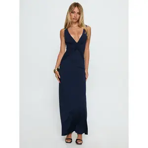 Frederica Plunge Maxi Dress Navy