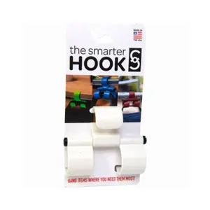 212 MAIN Plastic Multi-Use Smarter Hook - Lightweight, Compact White Fastener for Tools, Hardware Applications