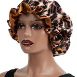 【Black Friday】Leopard-Print Sleep Bonnet for Men and Women, Soft and Comfortable Hair Cap for Nightly Wear, Christmas Gift