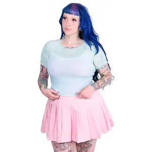 Basics Short Sleeve Mesh Top and Cami Set - Mint/Lavender