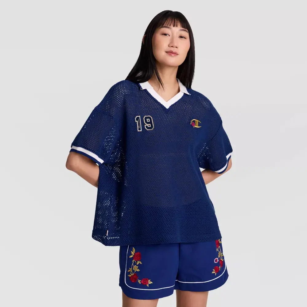 Champion Women's Goalkeeper Short Sleeve Crochet Jersey - Blue Depths XS