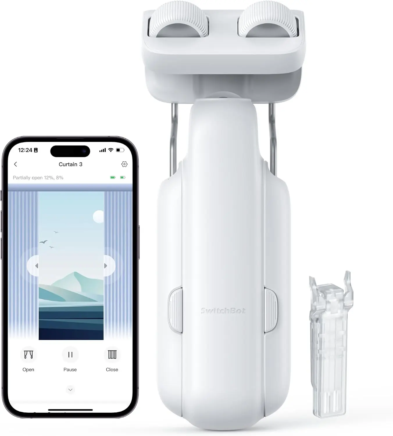 Automatic Curtain Opener - Bluetooth Remote Control Smart Curtain with App/Timer, Upgraded High-Performance Motor, Add Hub to Work with Alexa, Google Home, Homekit SwitchBot