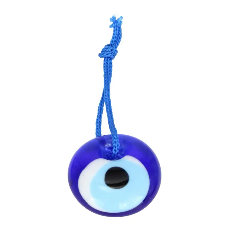 2.7" Glass Blue Evil Eye Wall Hanging Ornament Modern Nazar Amulet Handmade Protection Charm for Home Decor & Gift Ideas