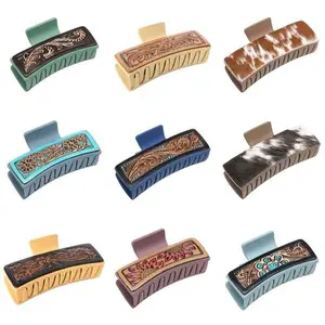 Mystery Handcrafted leather hairclip - large