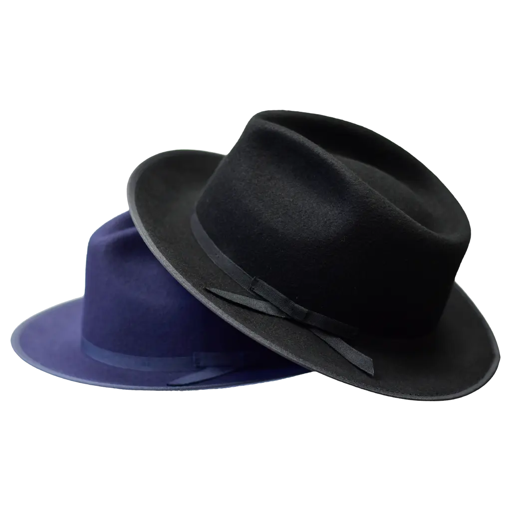 Duvall Collection Handcrafted Australian Wool Fedora Hat with 4 ½" Teardrop Crown 2 ½" Bound Edge Brim Grosgrain Hatband & Satin Lining