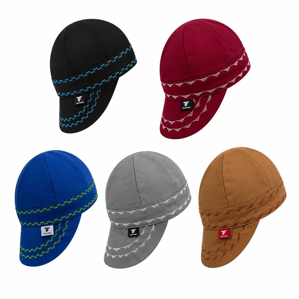 TRUE FORGE Welding Caps for Men Reversible Flame Resistant 100% Cotton Welding Hat( Pack of 3) Assorted Colors & Designs Comfortable Secure Fit Versatile Cap Included