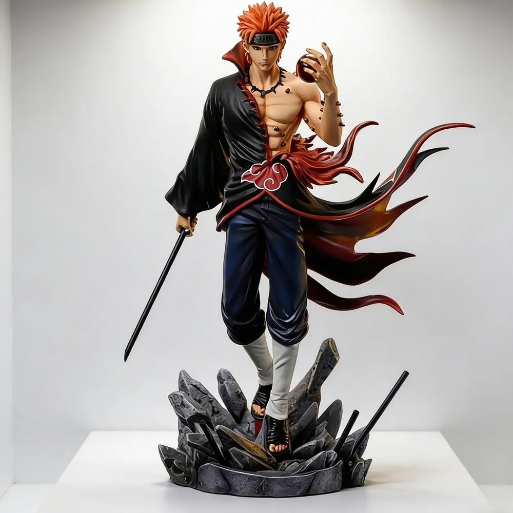 One Piece Naruto Pain Figure, Akatsuki Six Paths Deidara Style with Destroyed Base, Naruto Collectible Figurines for Anime Fans, Pain Action Figure with Black Spears, Desk Decor, Desktop Statue for Naruto Otakus, Anime Character Statue