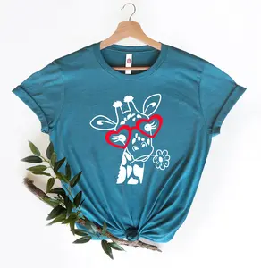 Funny Giraffe T-Shirt Summer Animal Shirt Giraffe Lover Gift Classic Fit 100% Cotton Rib Collar Taped Neck