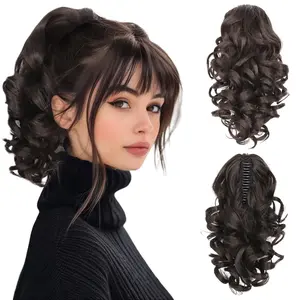 12" Classic Loose Curly Wavy Claw Clip Ponytail Extension for Women Easy to Use Hairpiece for Volume and Length Enhancement