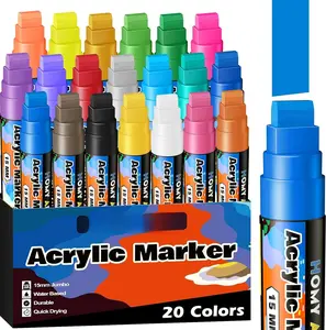 Markers 20 Colors, 15mm  Tip,  and Permanent  Pens for Stones, Signs, Poster Marker for Calligraphy