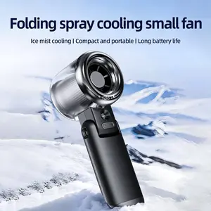 TADEKERU Mist Cooling Mini Fan Portable Handheld Turbo Fan Ice-Cooling 3600mAh Battery Operated 6 Hours 100 Gear Speed Foldable for Summer Travel Vacation Essentials Outdoor Activities Beach Indoor Use Office Desk Usage