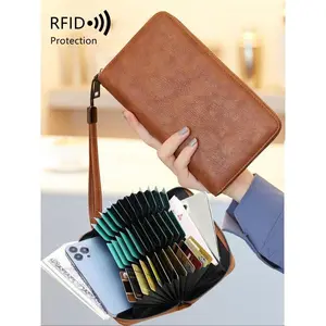 Women's RFID Blocking Card Holder, Fashionable Long Wallet with Zipper, Casual Trendy Versatile High-quality Daily Wallet