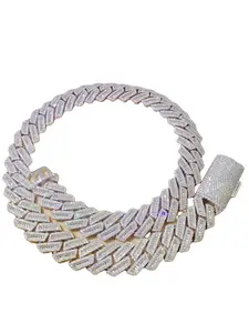 Custom 18mm heavy Cuban chain hip hop ice out silica can be customized Moissanite Cuban Chain Cuban link jewelry hip hop 19MM Cuban link European and American personality versatile for men and women with diamonds