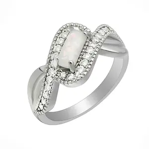 Rio Statement Ring Cz Fire Opal White Gold Plated Womens Ginger Lyne Collection