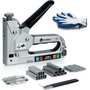 Upholstery Staple Gun Heavy Duty, 4 in 1 Stapler Gun with 2000 Staples, Remover, Manual Brad Nailer Power Adjustment Stapler Gun for Wood, Upholstery, Carpentry, Decoration DIY Staple GunQuesear