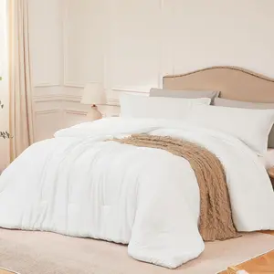 Quataly Queen Comforter Sets White,3PCS Soft Lightweight Breathable Bedding Comforter Sets for All Season, Queen Size(90''×90'' Comforter & 2 Pillowcases)