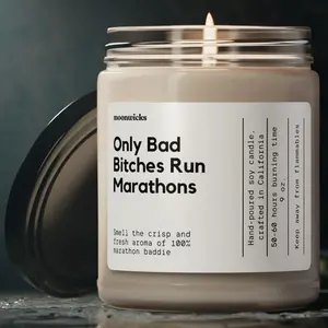 Only Bad B's Run Marathons Soy Wax Candle - 50-60 Hours Burn Time, 100% Cotton Wick, Reusable Glass Jar, Eco-Friendly Vegan Formula, 9 Scent Options