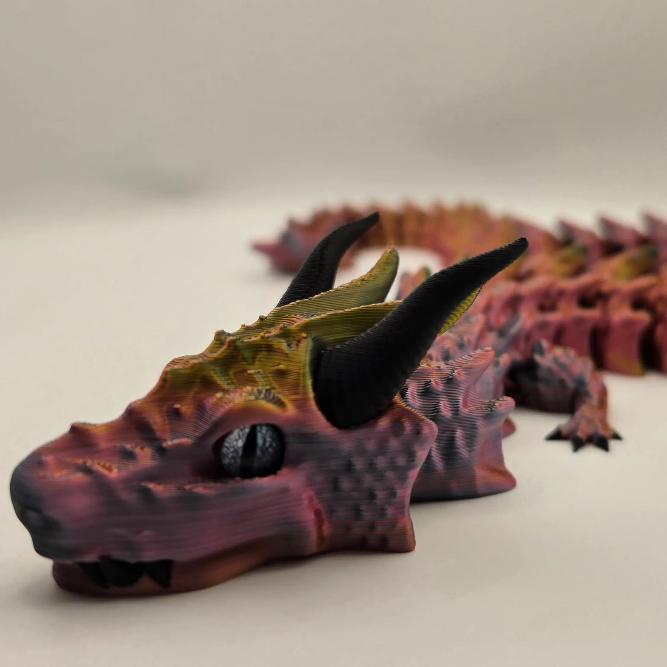 Articulated Dragon Toy 20in | Purple Gold Color-Shift, Glass Eyes, Flexi Fidget Toy
