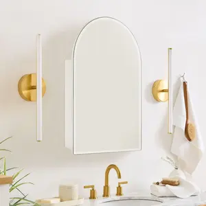 TEHOME Arched Recess and Surface Mount Frameless Medicine Cabinet with Mirror for Bathroom, Multiple Sizes, Storage Function with Adjustable Tempered Glass Shelves