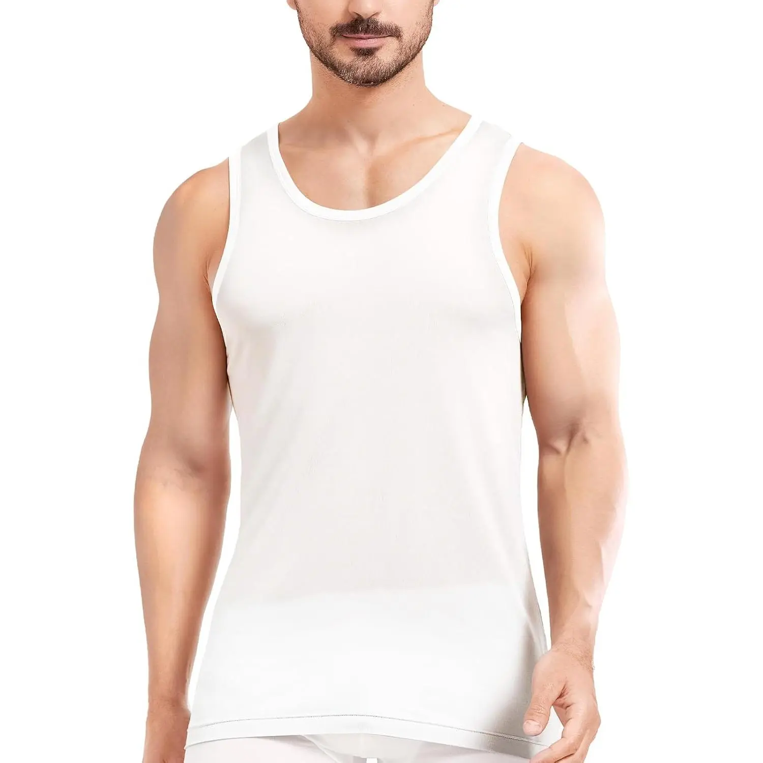 Men's Pure Silk Tank Top - Menswear Sleeveless Undershirt, Flexible Fit Fabric, Woven Layer, Super Absorbent & Breathable, Weave