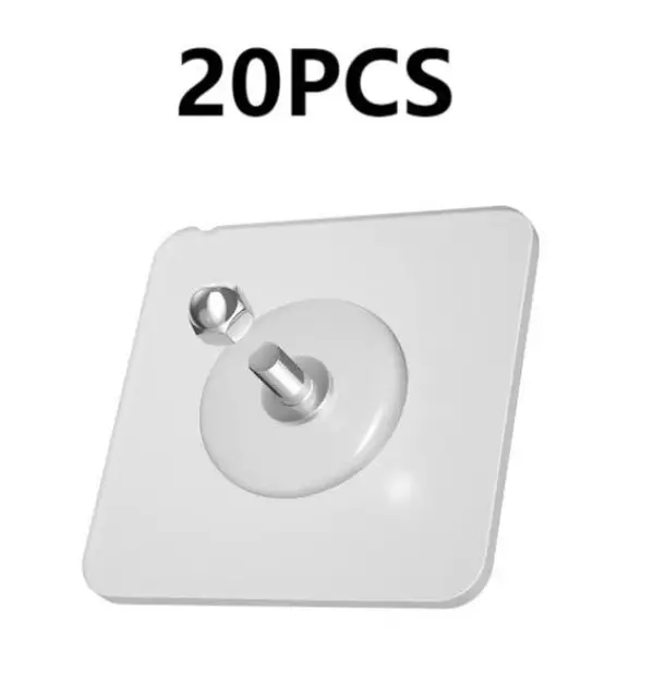 20PCS Acrylic Photo Wall Hooks (Buy 10 Get 10 Free) - Stainless Steel & Ceramic Self-Adhesive, Smooth Lightweight Wall-Mount Hooks for Easy Installation, Home Decor, Organizer Storage, Buy 10 Get 10 Free (20 Pcs)