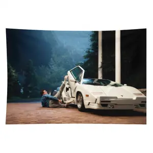 3x5ft Countaches 1989 Car Wolf Of Wall Street Movie Poster Tapestry - Humorous Meme Flag Banners for Room Decor, for Man Cave, Polyester Solid Color Decorative White