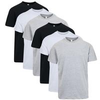 (6-Pack) Black x 2 - White x 2 - Heather Grey x 2