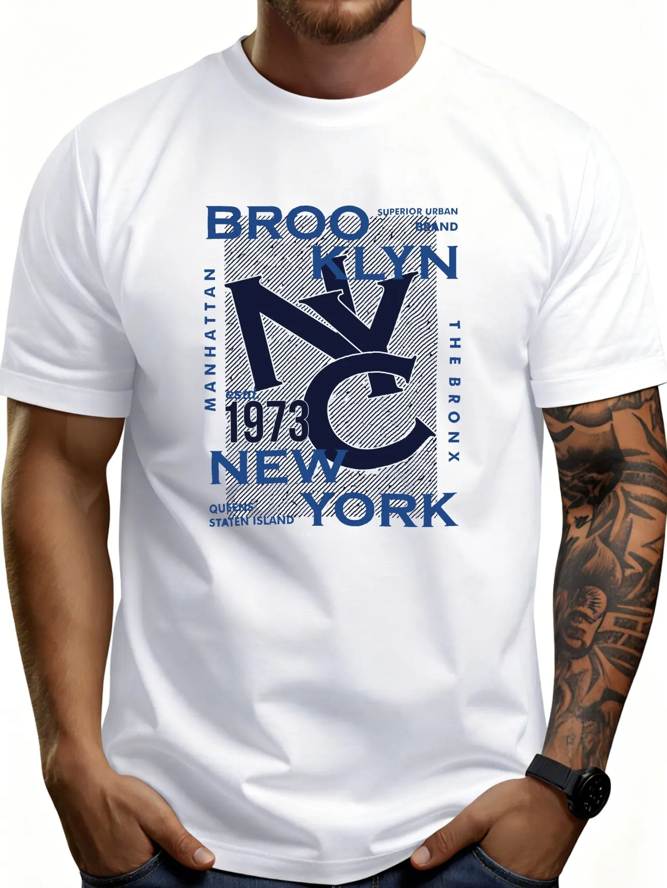 Casual Urban Style Men's T-Shirt New York City Boroughs Graphic Design Summer And Spring Wear Gift for Him