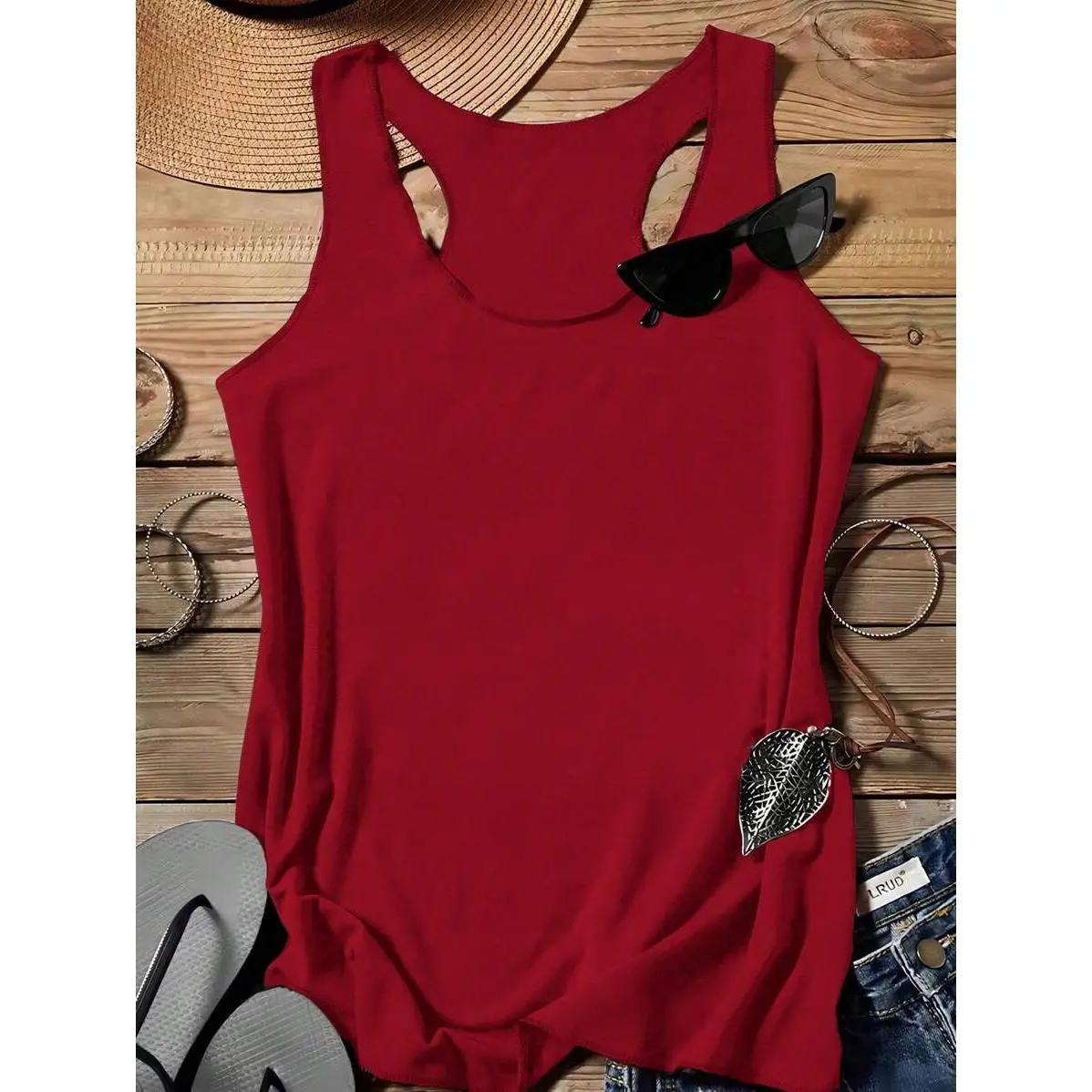 LUNE Women's Casual Solid Color Round Neck Camisole, Versatile For Summer Fabric Fit