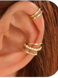 4 Pcs Women's Clip-On Earrings, Non-Pierced Ear Buckles, Elegant Plain Design, Suitable for All Seasons, Exquisite Imitation Jewelry