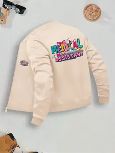 Nurse-Themed Women's Casual Jacket with Zipper Closure, Pocket Design, Suitable for Outdoor Styles, Daily Wear & Layering