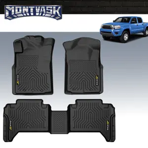 CROSSDESIGN TPE Floor Mats Fit For 2005-2011 Toyota Tacoma(Only For Double Cab)All Weather Waterpoof Car Liners Black