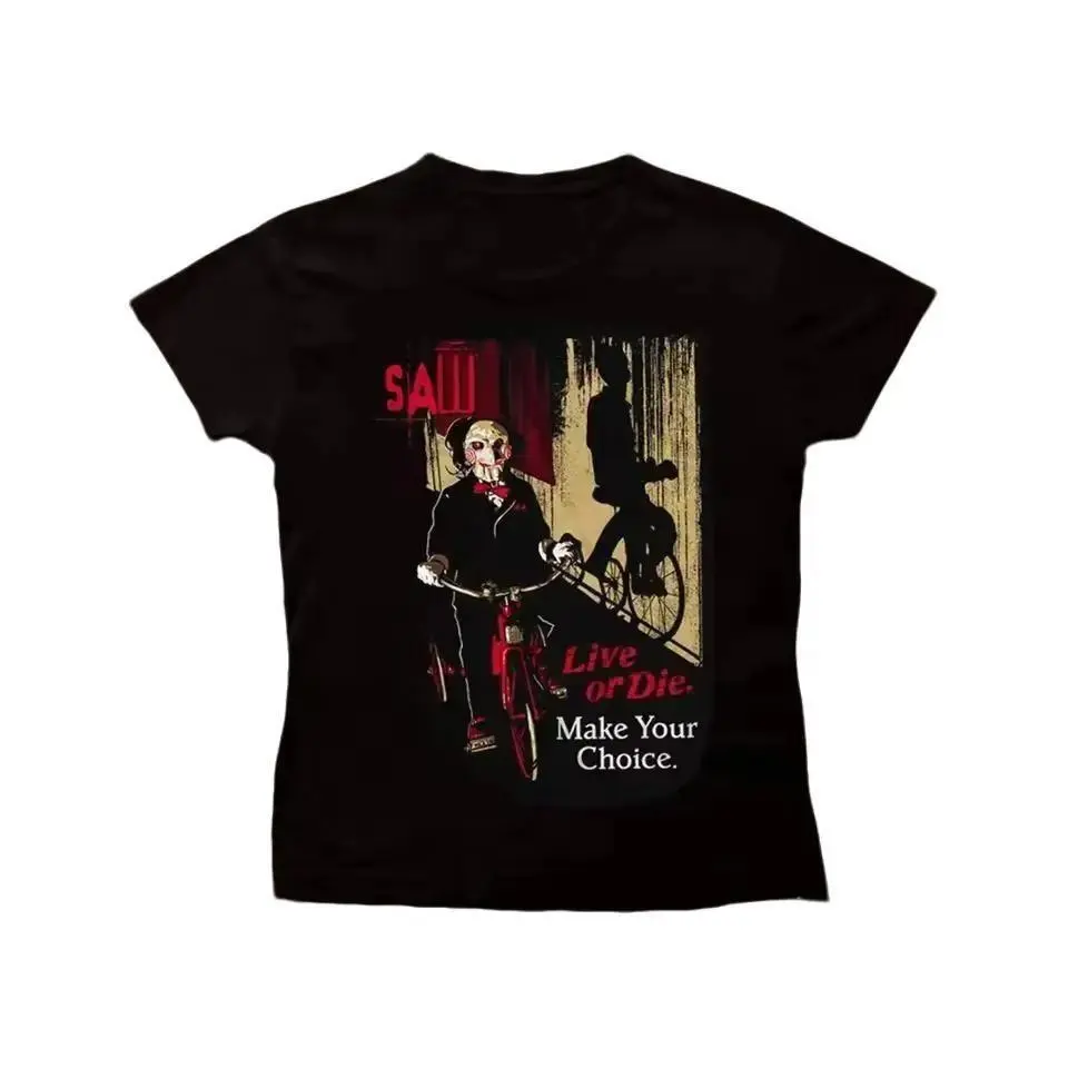 Vintage 90s Saw Aesthetic Baby Tee, Punk Women Baby Tee, Vintage Graphic Tees, Slim Vintage Graphic Baby Tees, Emo Girls 2000s, Y2k Style Crop Tops, Streetwear, Summer Outfits, Downtown Girl Baby Tee, Gift For Her, Outfits