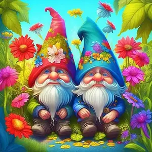 Gnome Design Diamond Arts Colorful Painting Kit without Frame, DIY 5D Diamond Arts Colorful Painting Kit, Handicraft Wall Art Decor for Home Living Room Bedroom