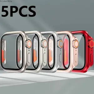 2026NEW5pcs Cover for Apple Watch 42mm 46mm 45mm 41mm 44mm 40mm (Appearance Upgrade Chang to Ultra Series) Tempered Glass Hard PC Case for iWatch Series 11 10 9 8 7 SE 6 5 4