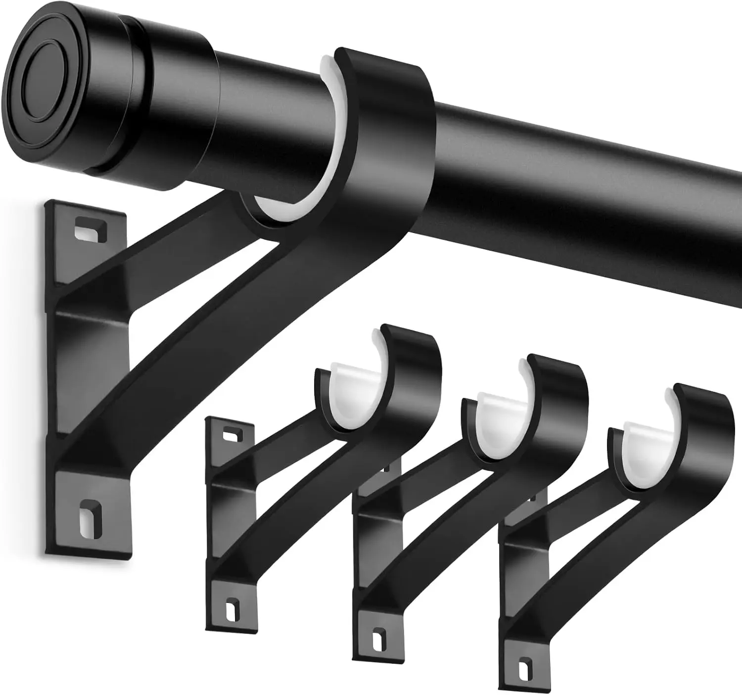 Curtain Rod Bracket, Heavy Duty Curtain Rod Holders Single Decorative Rod Hooks Hanger for 1 Inch Dia Rod, 4 Pack
